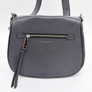 Marc Jacobs Recruit Nomad Saddle Crossbody Bag • Shadow Gray Pebble Leather